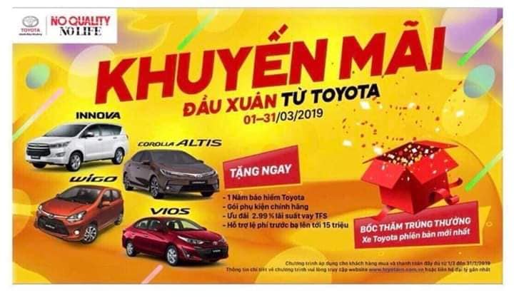 Khuyến mãi lớn đến hết 31/3/2019 cho các dòng xe của Toyota.Bóc thăm mua xe trúng xe